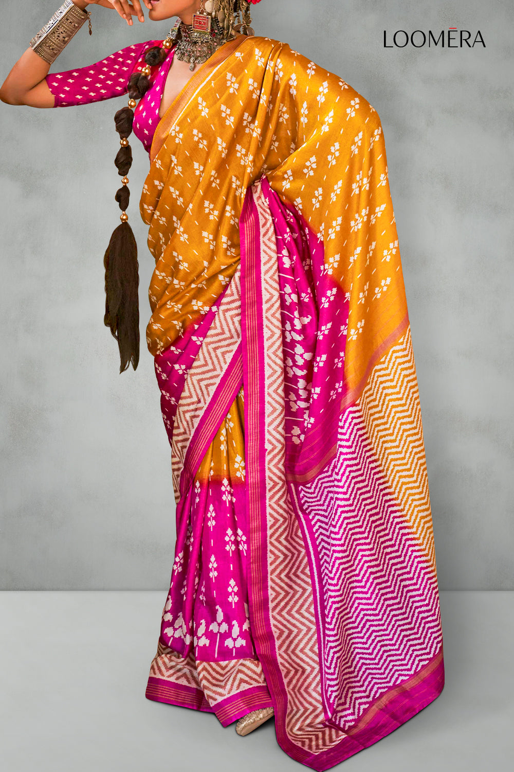 Mustard Yellow Sigma Silk Saree
