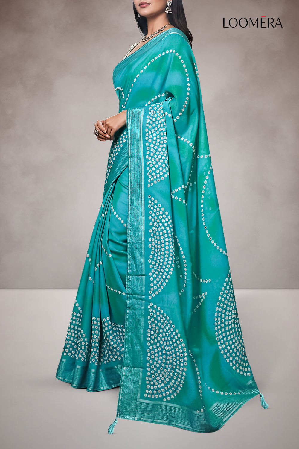 Ocean Teal Georgette Saree