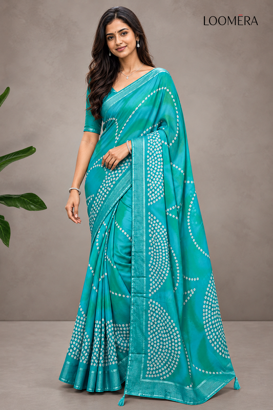 Ocean Teal Georgette Saree