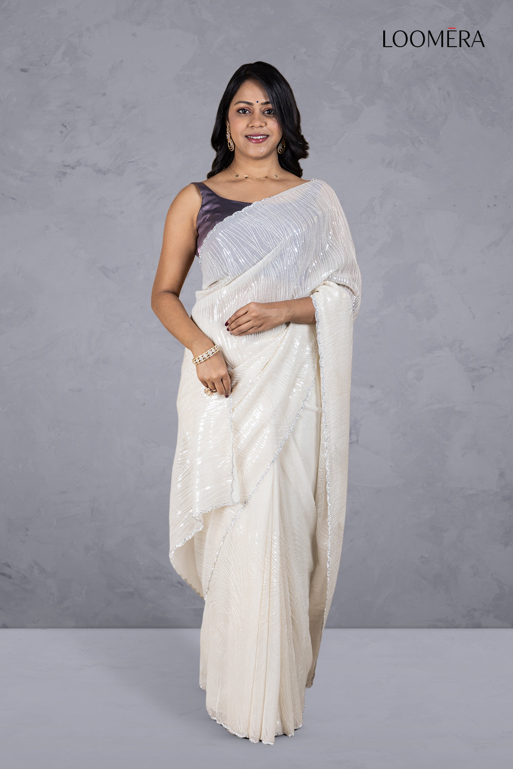 Off White Chiffon Saree