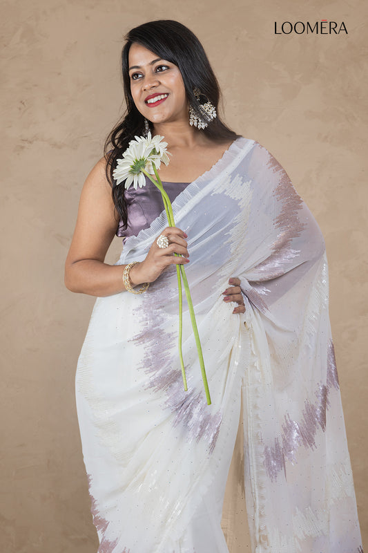 Off White Georgette Saree