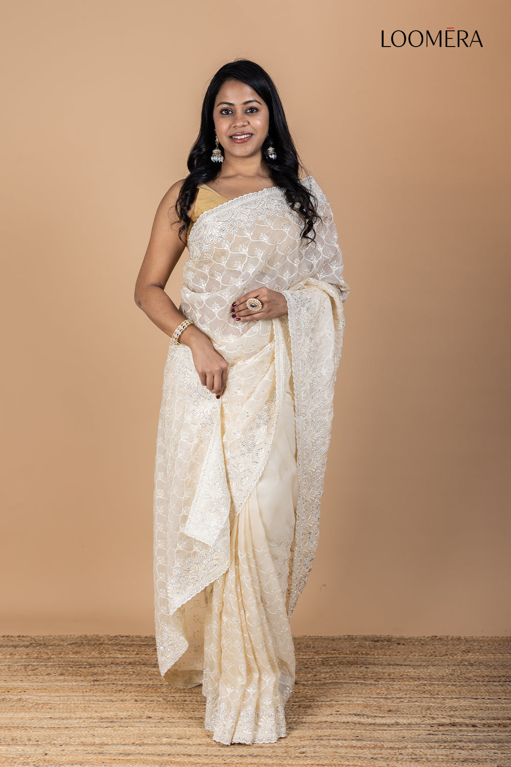 Off White Organza Saree