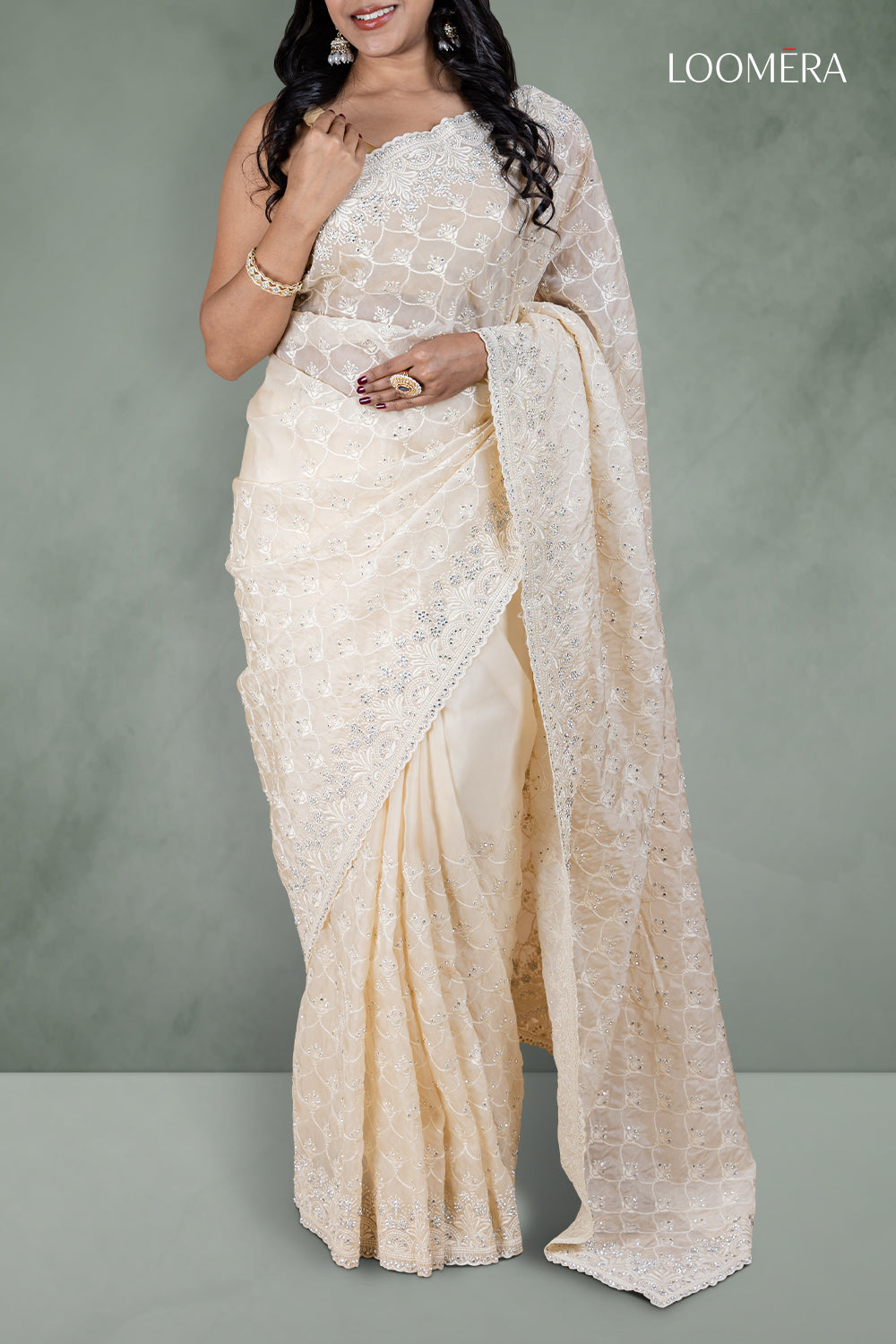 Off White Organza Saree