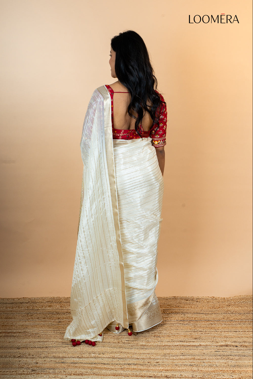 Off White Viscose Silk Saree with Designer Blouse