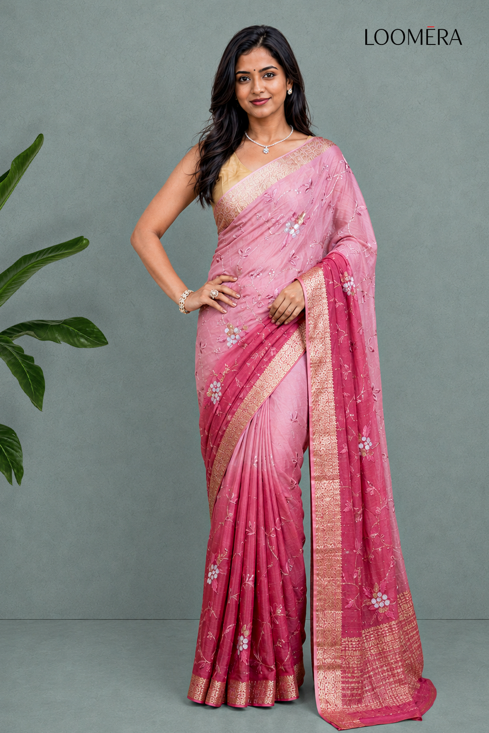 Ombre Sequin Saree