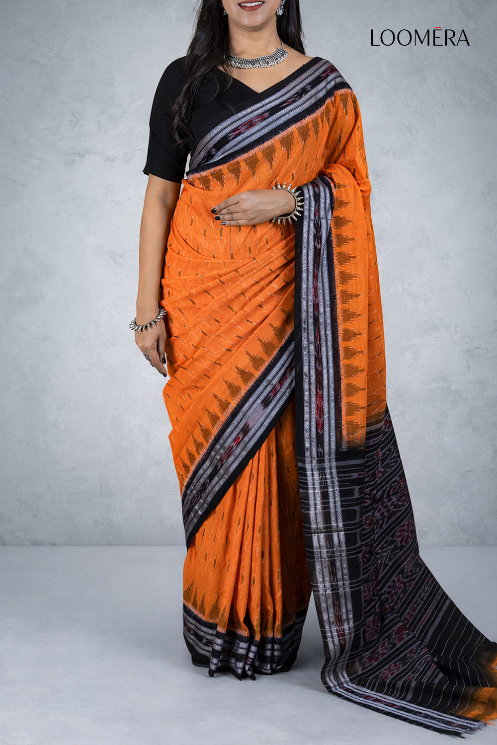 Orange and Black Saree