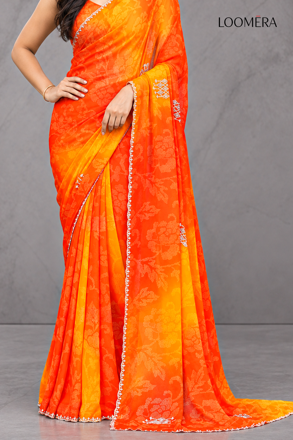 Orange Georgette Saree
