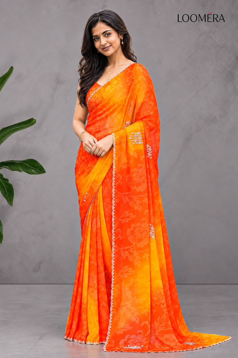 Orange Multihued Saree