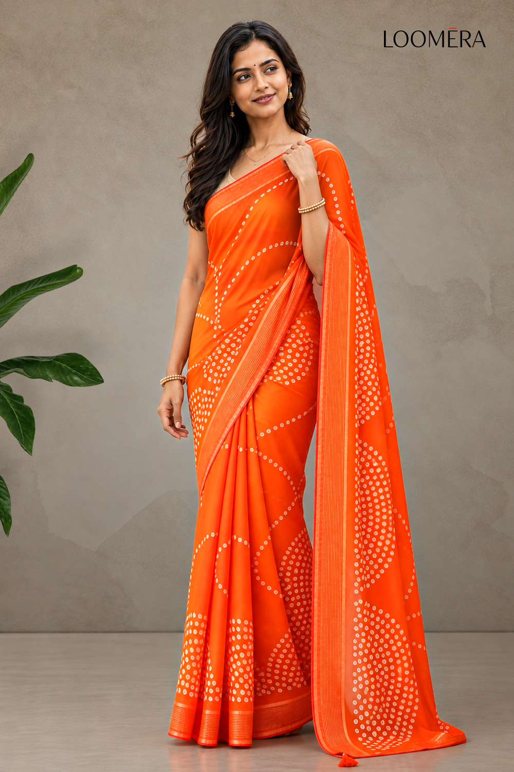 Orange Saree Georgette