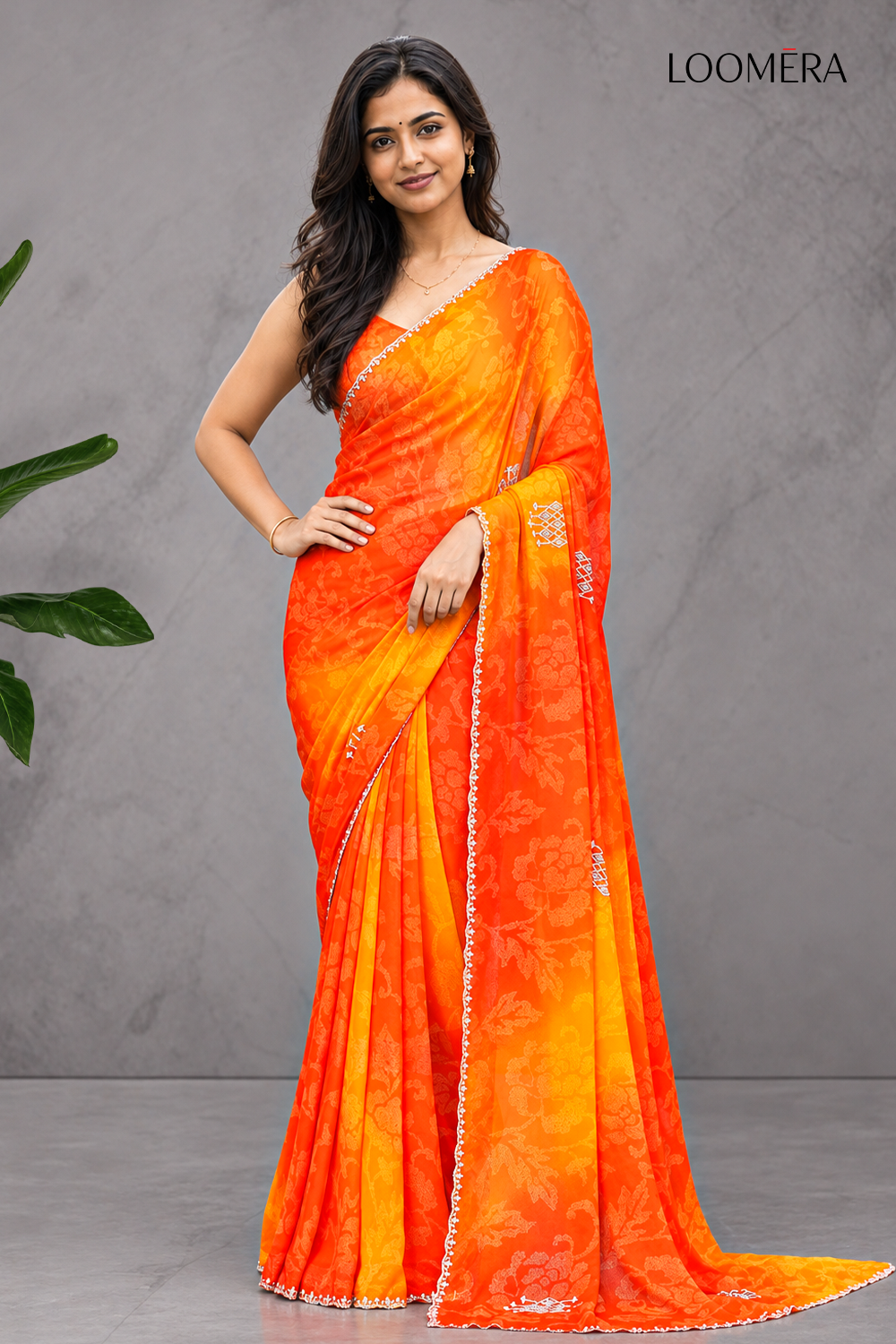 Orange Shaded Saree