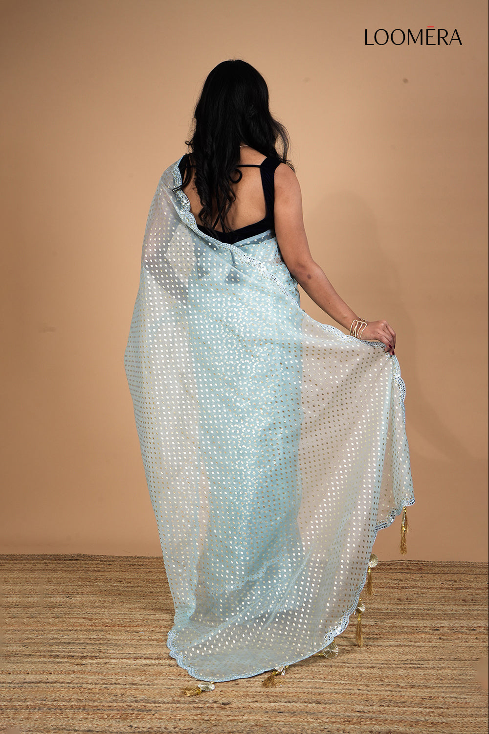 Organza Saree with Scallop Border