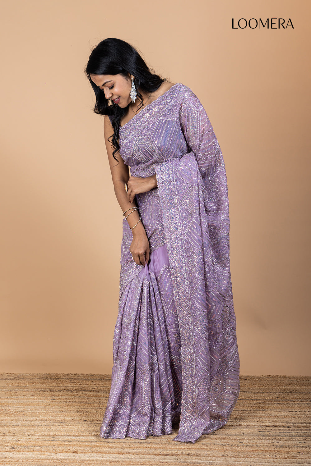 Organza Saree with Sequin Work