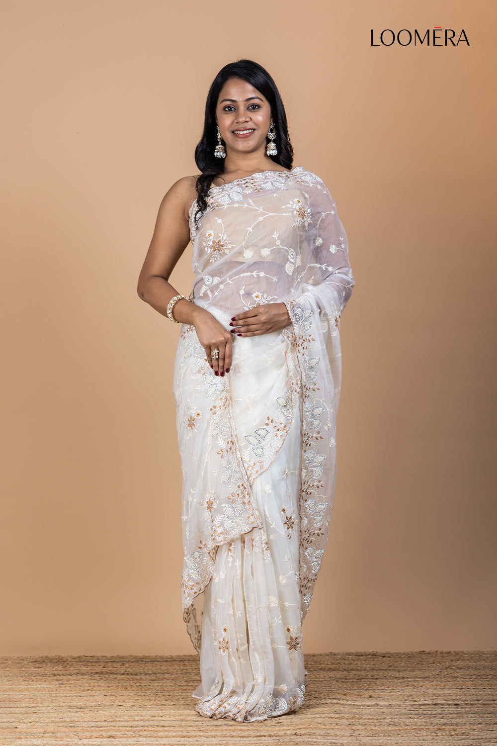 Organza Saree with Thread Work