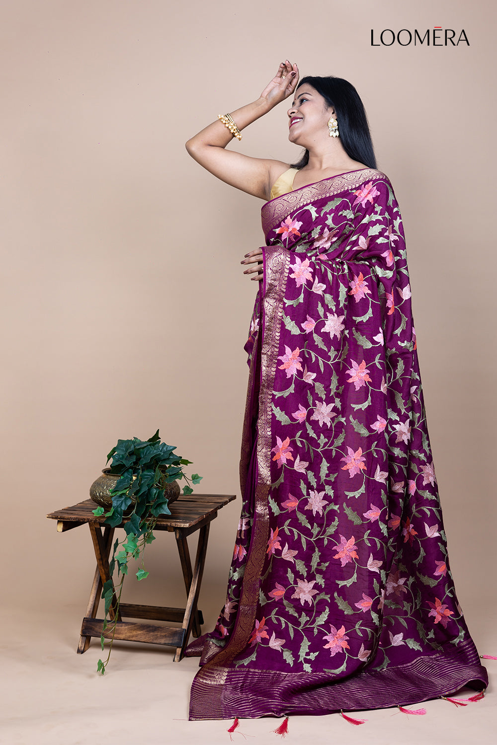 Palatinate Purple Silk Saree