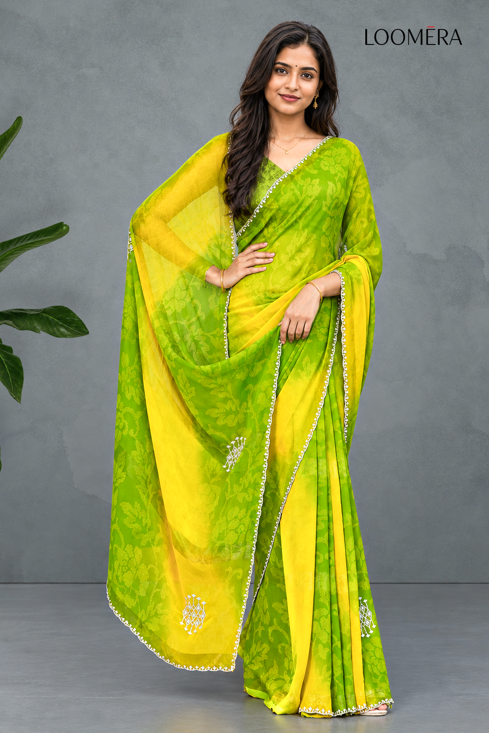 Parrot Green Georgette Saree