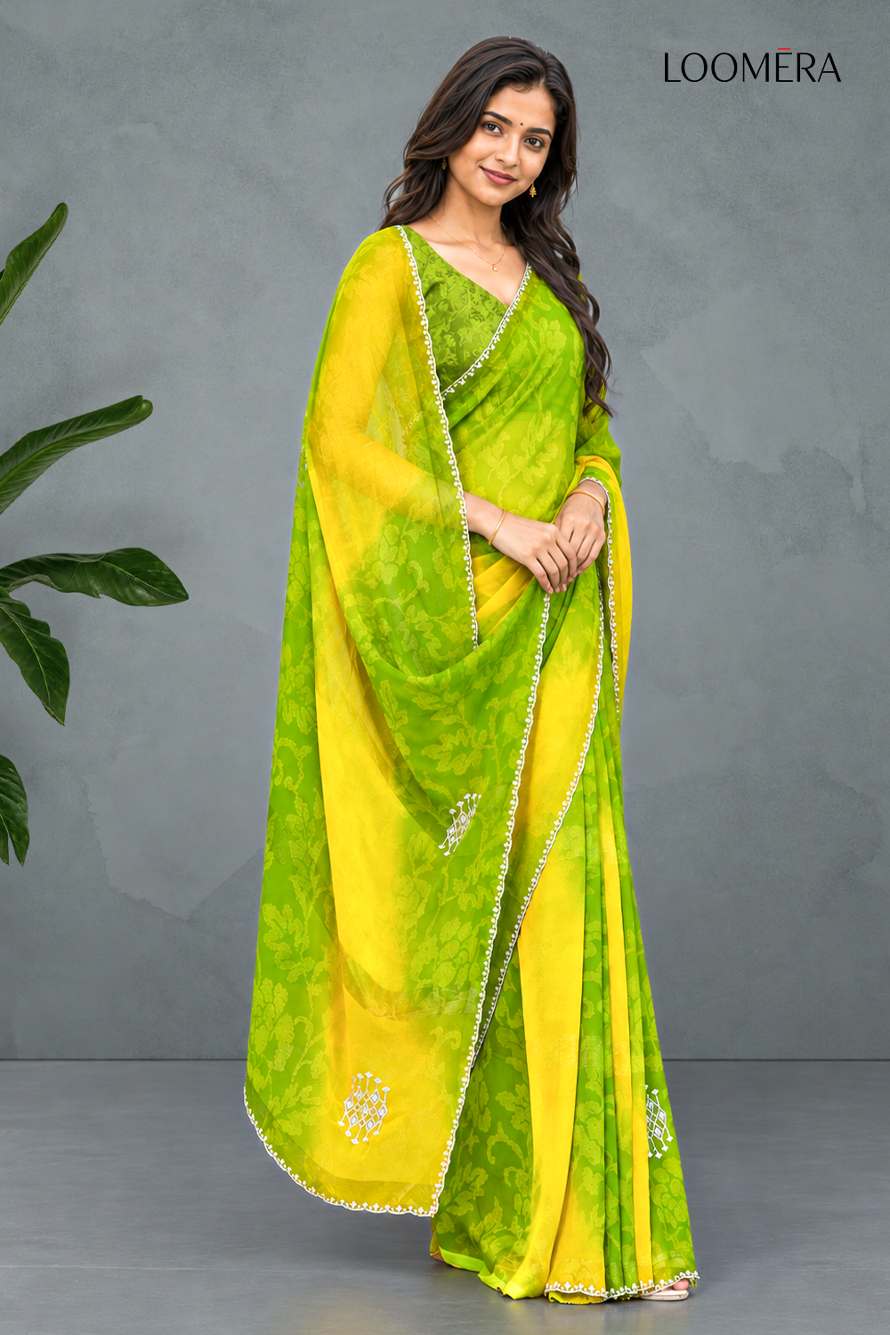 Parrot Green Saree