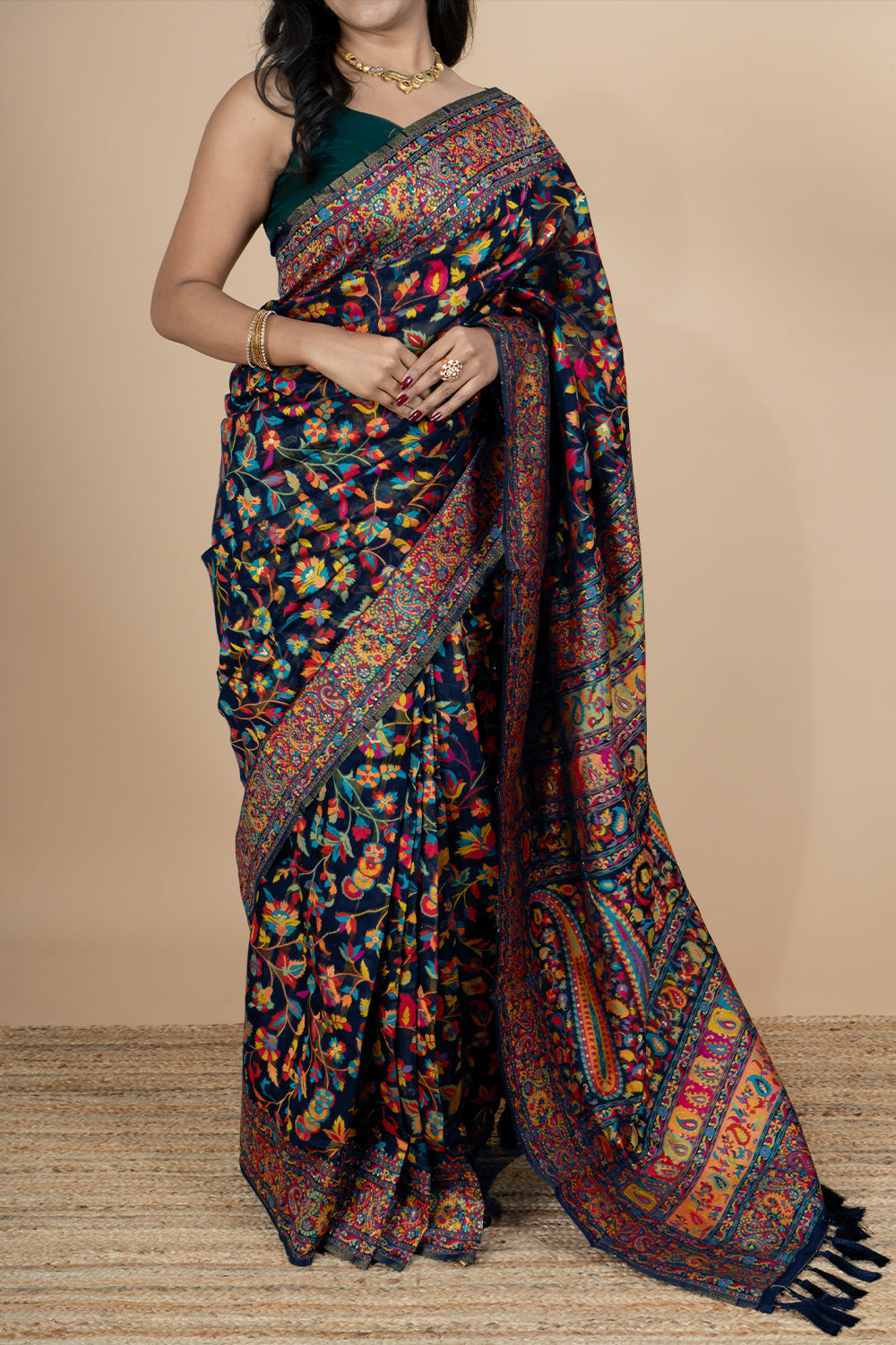 Pashmina Blue Kani Silk Saree