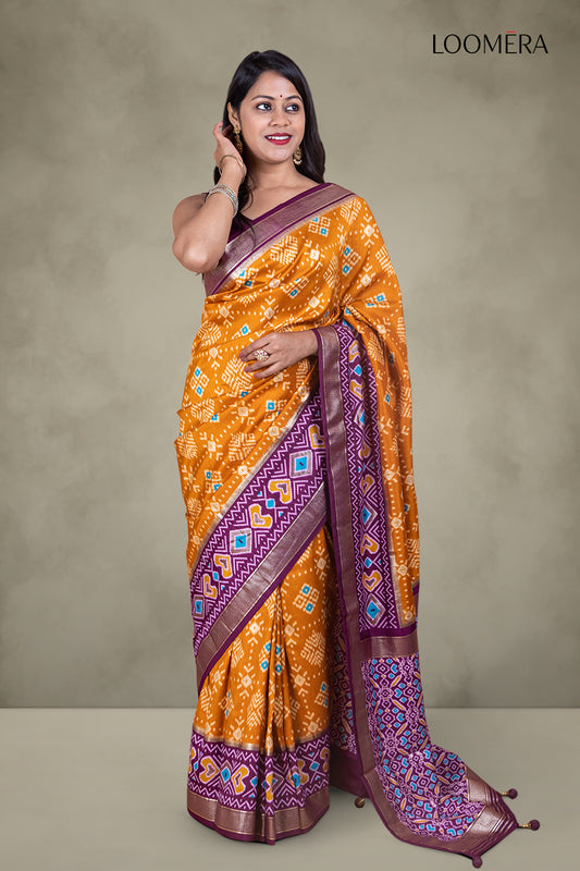 Patola Saree Mustard Yellow