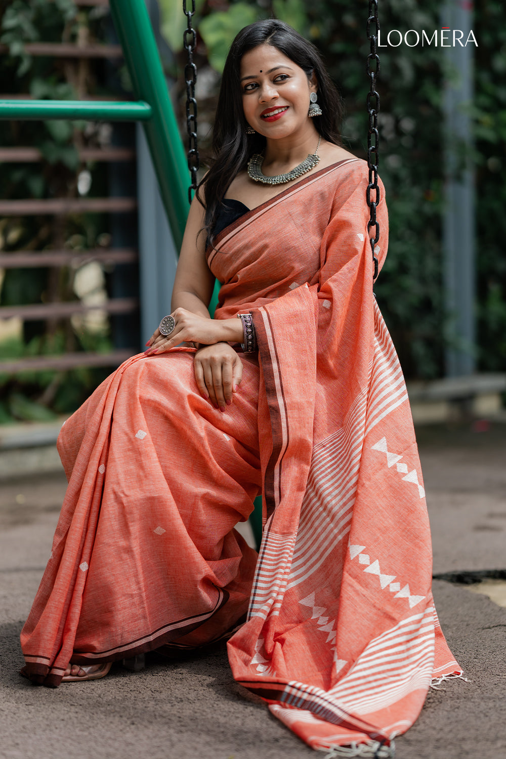 Peach Bengal Saree