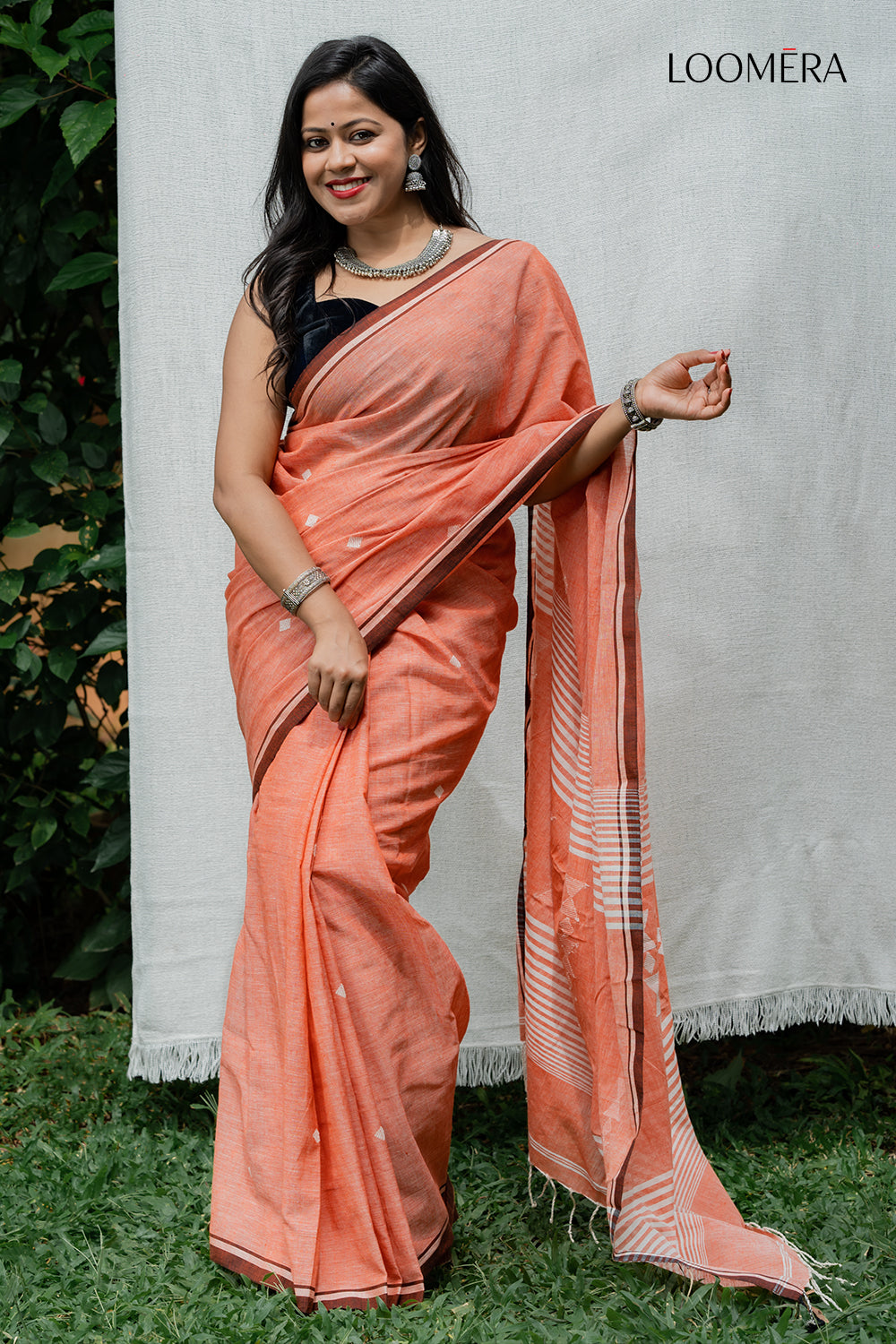 Peach Handloom Saree