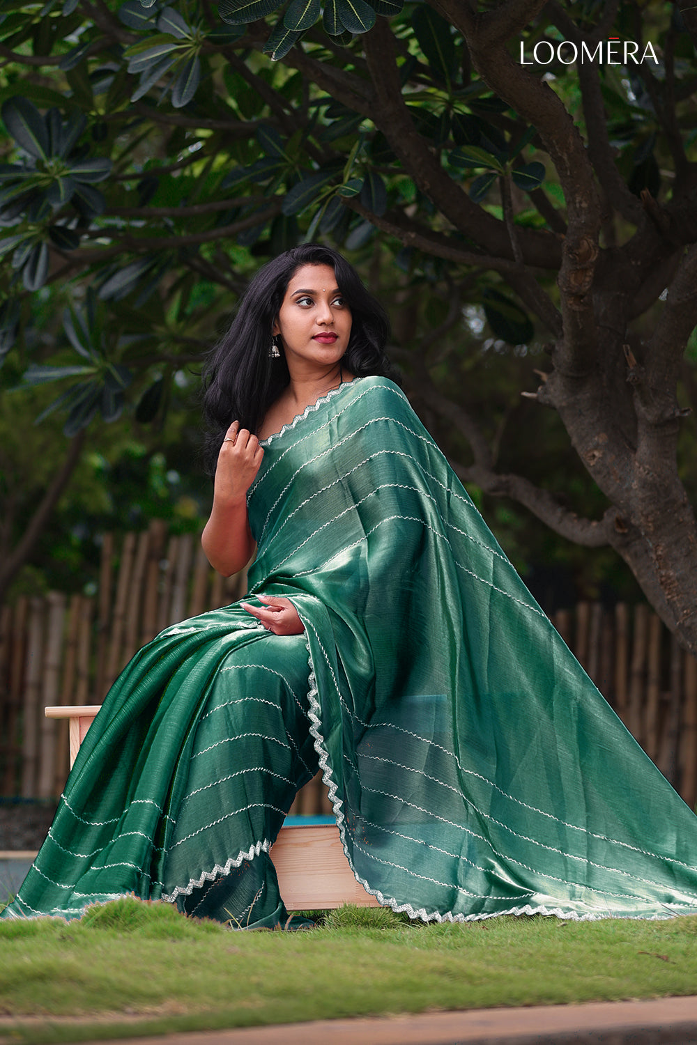 Pine Scallop Border Saree