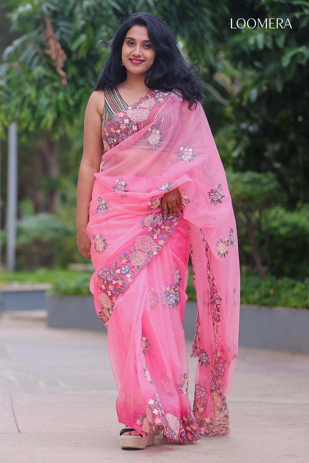 Pink Embroidery Saree