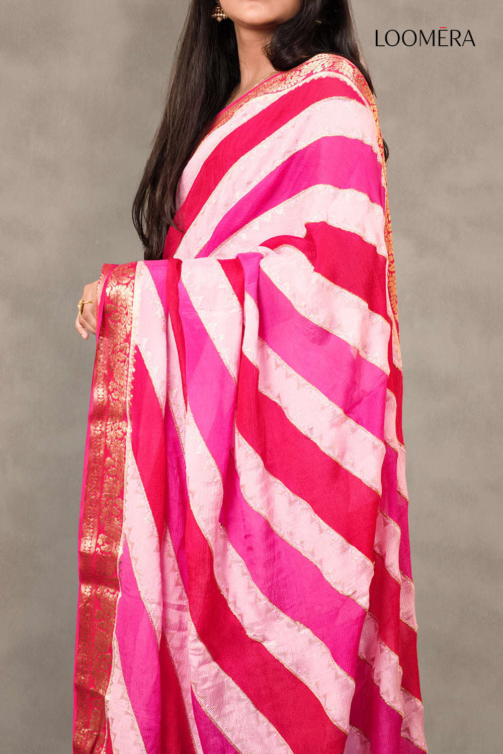Pink Leheriya Saree