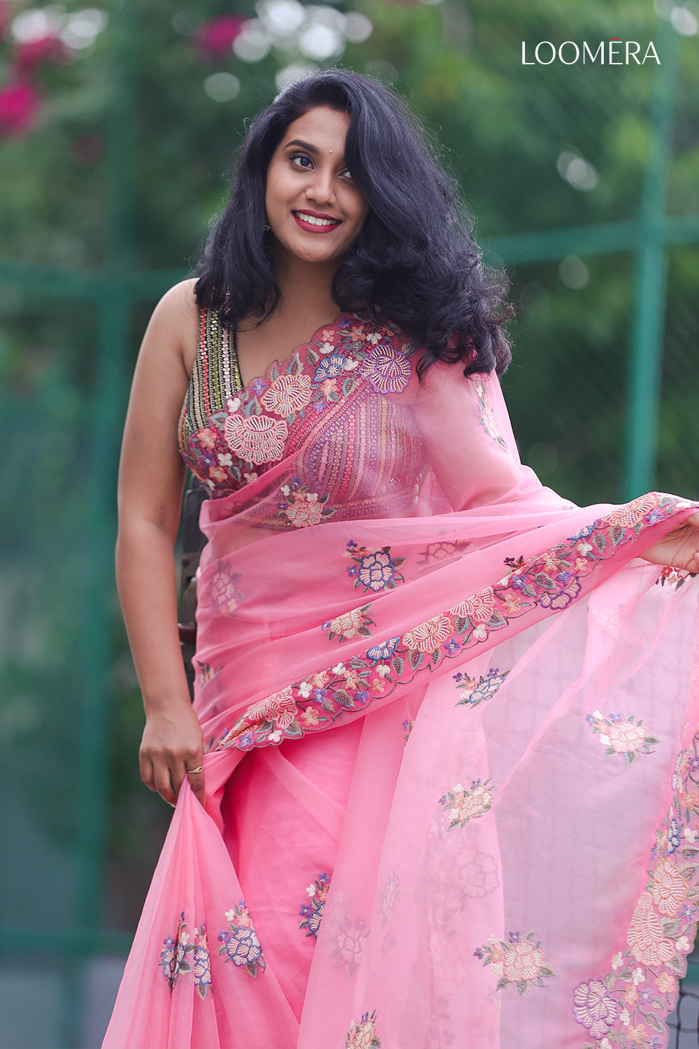 Pink Organza Saree