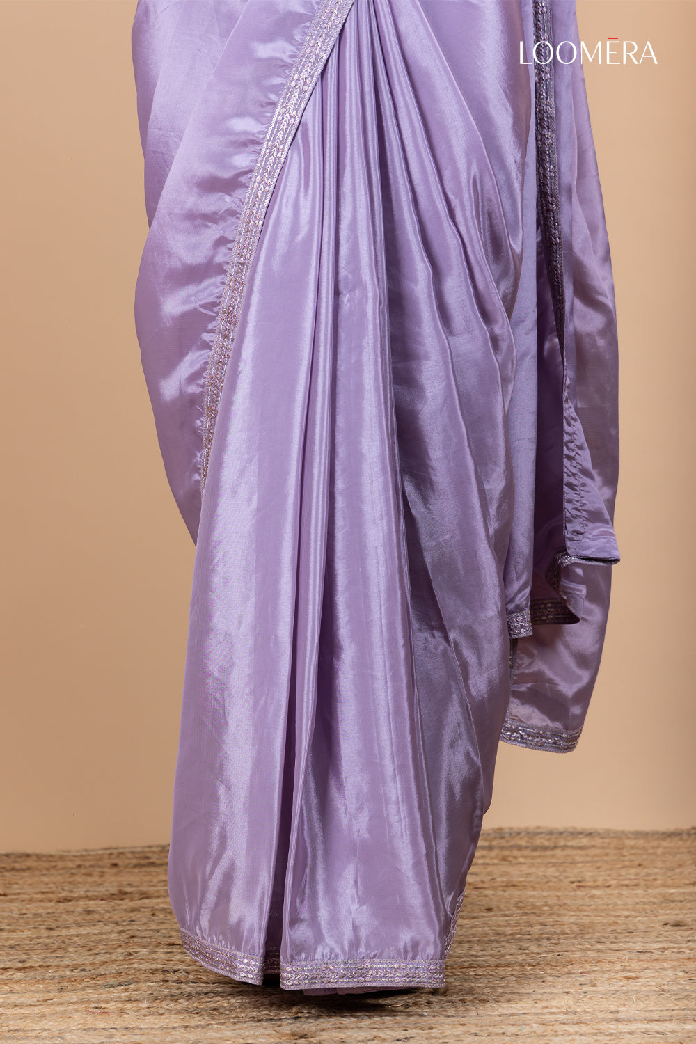 Plain Purple Crepe Saree with Designer Blouse