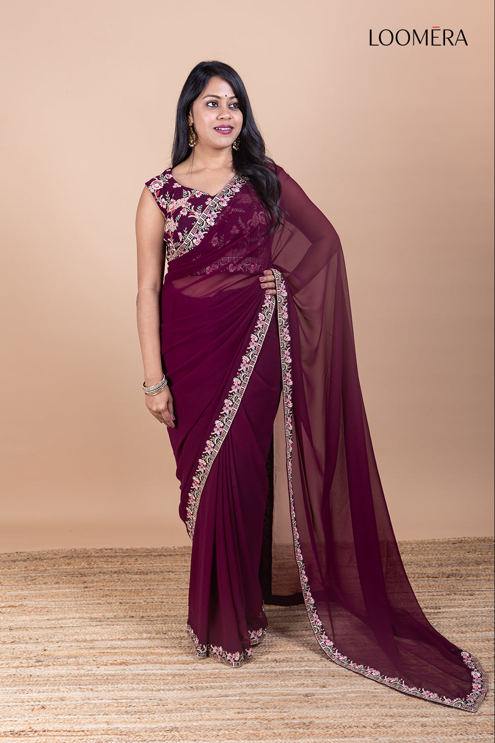 Plum Georgette Saree 