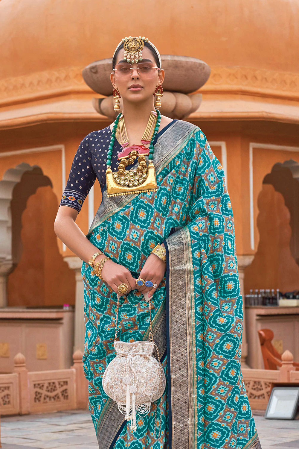 Printed Saree with Zari Border