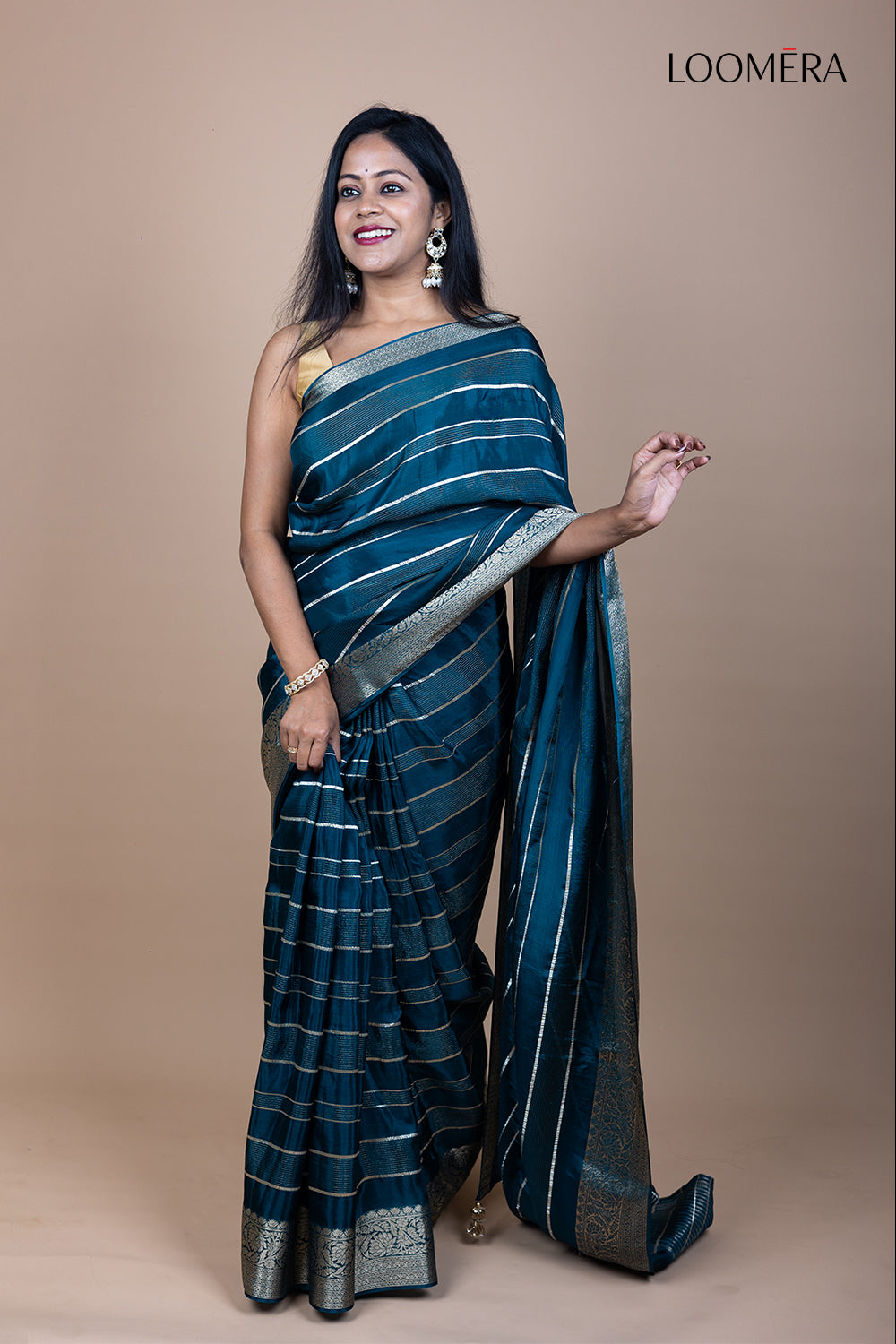 Prussian Blue Saree