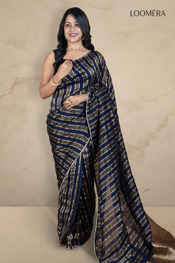 Prussian Blue Semi Silk Saree