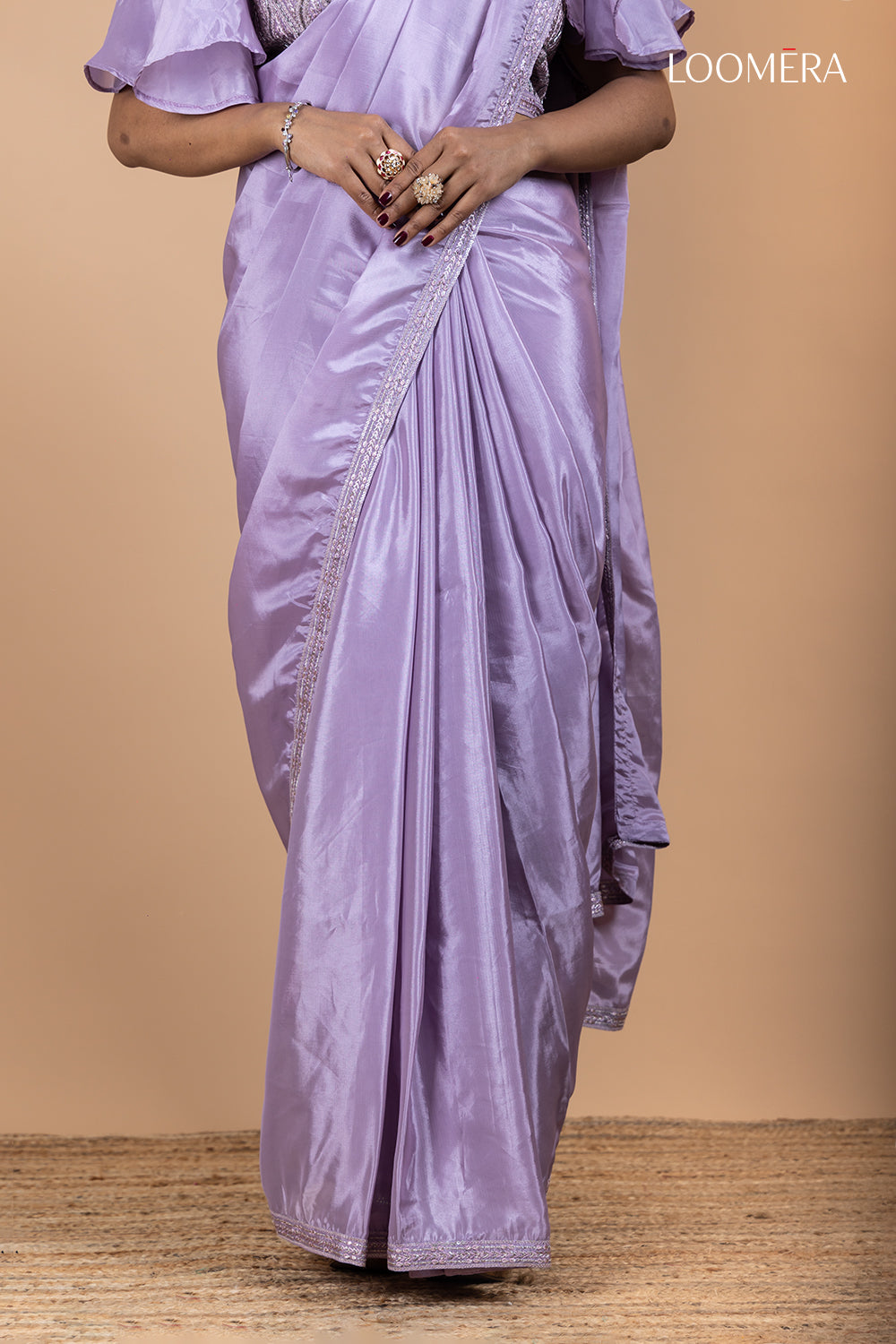 Purple Crepe Saree with Designer Blouse