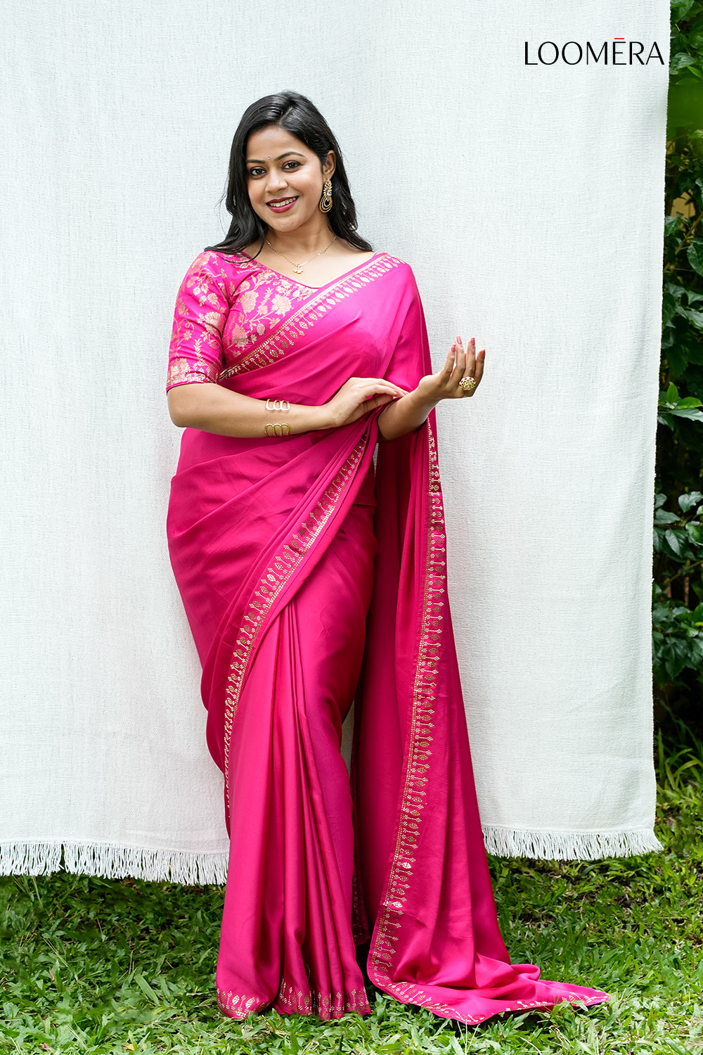 Rani Pink Saree Soft Silk