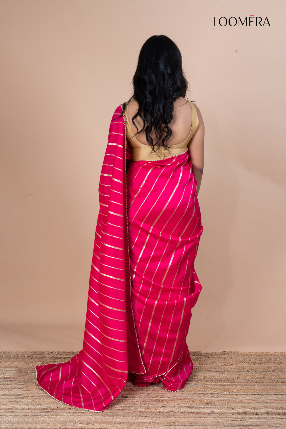 Rani Pink Saree with Traditional Golden Zari Work