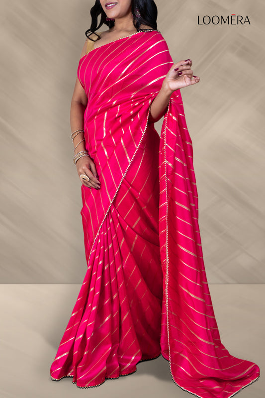 Rani Pink Saree with Zari Work