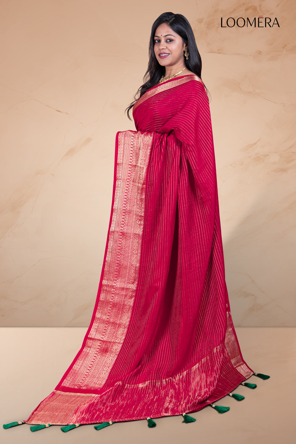 Rani Pink Semi Silk Saree