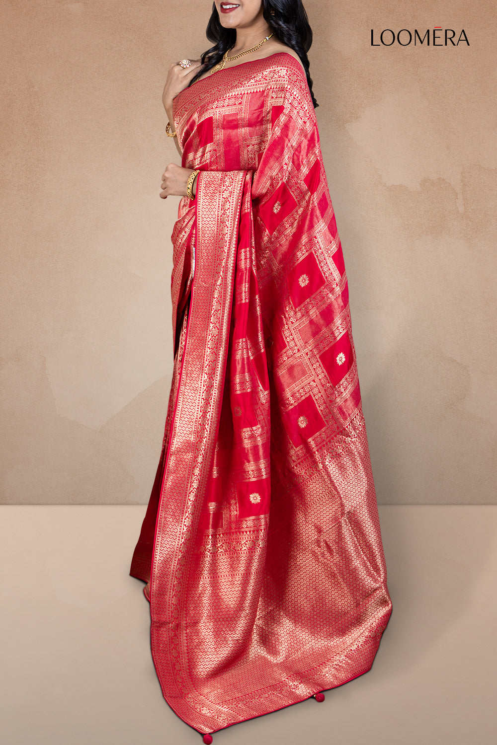 Rani Pink Silk Saree with Zari Work