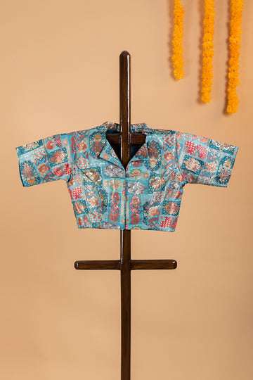 Readymade Blouse for Cyan Blue Saree