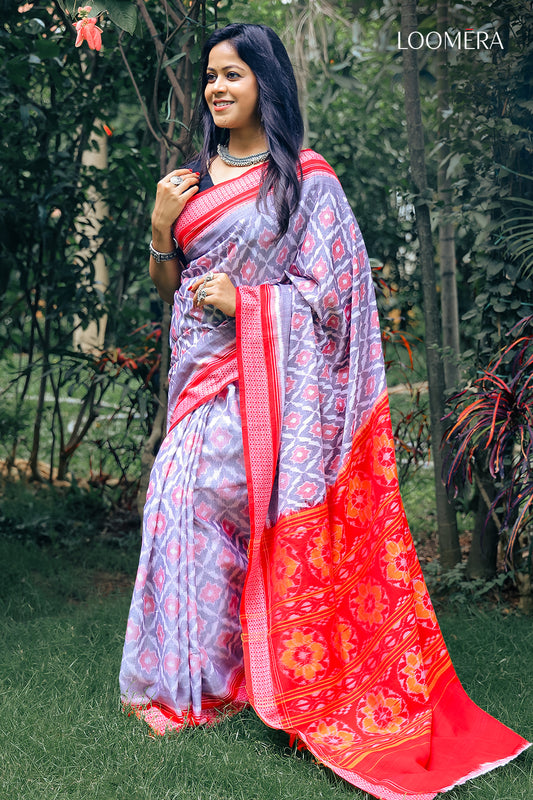 Red and Lavender Saree