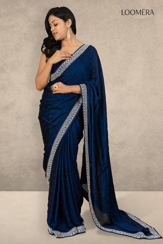 Royal Blue Saree with Stone Work
