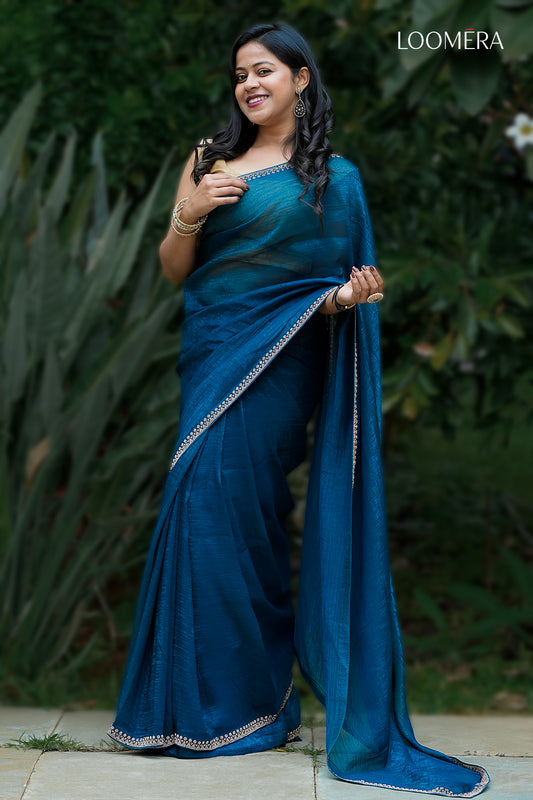 Royal Blue Satin Saree