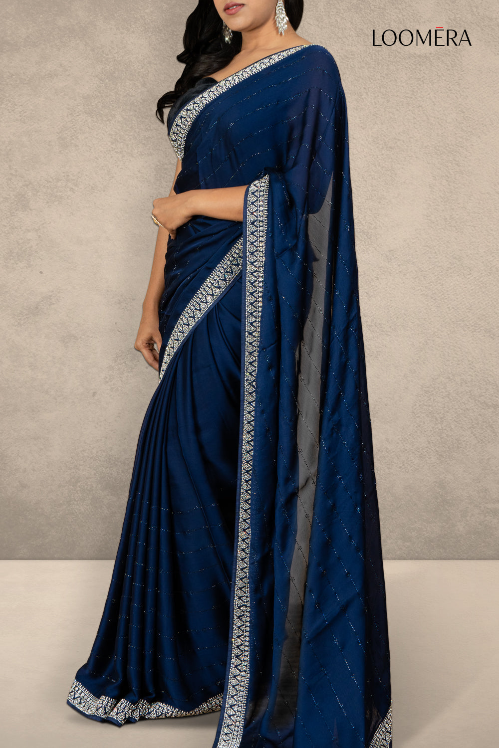 Royal Stone Work Saree Blue
