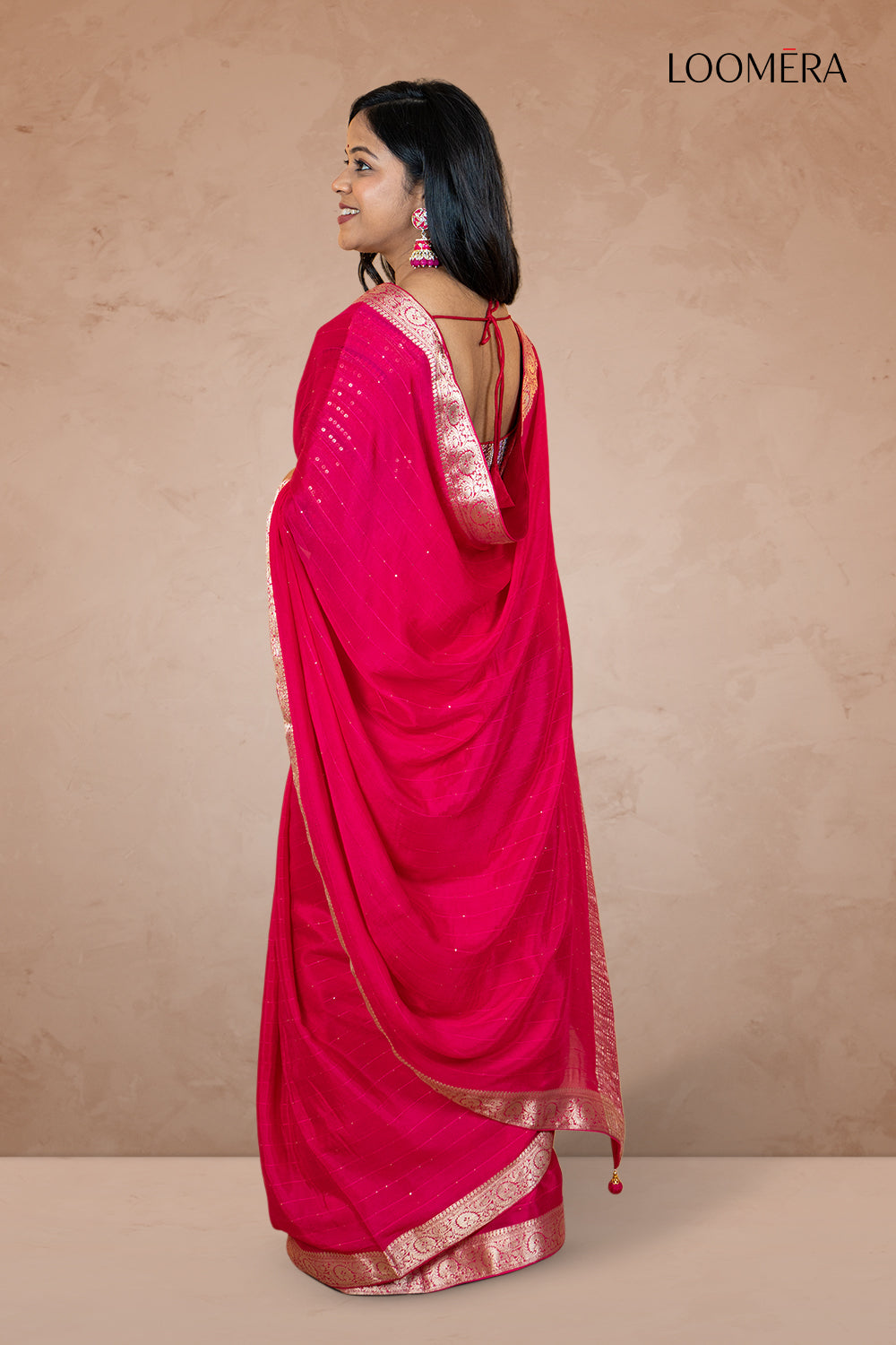 Ruby Red Saree with Heavy Blouse
