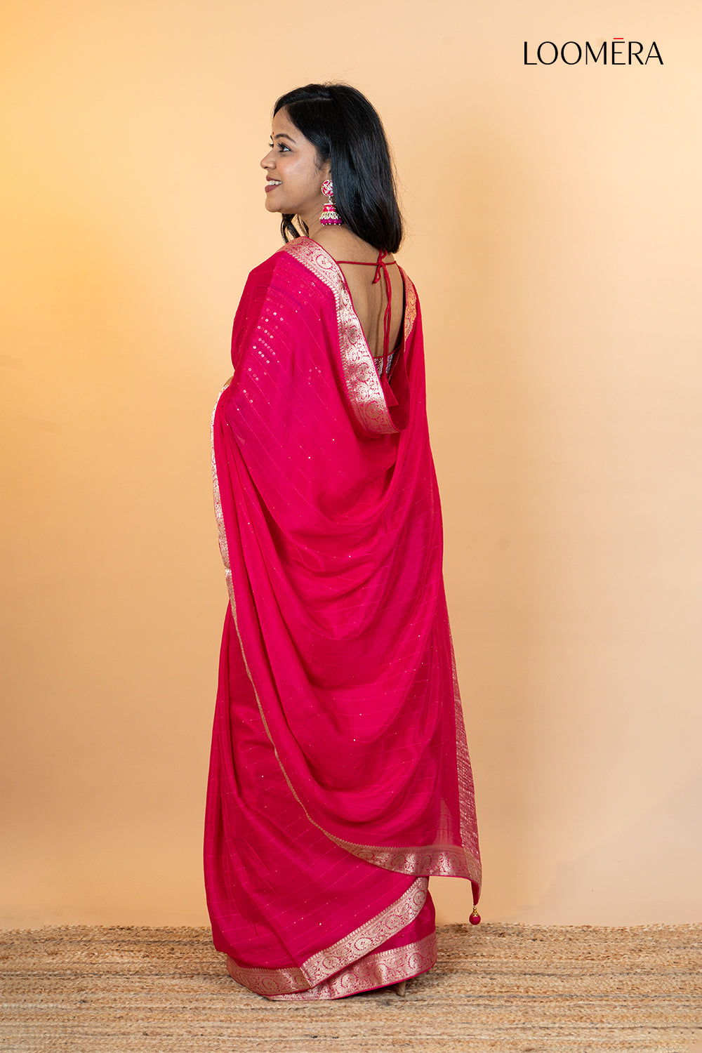 Ruby Red Viscose Silk Saree with Heavy Blouse