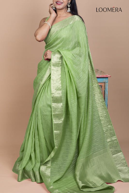 Sage Green Sequined Saree