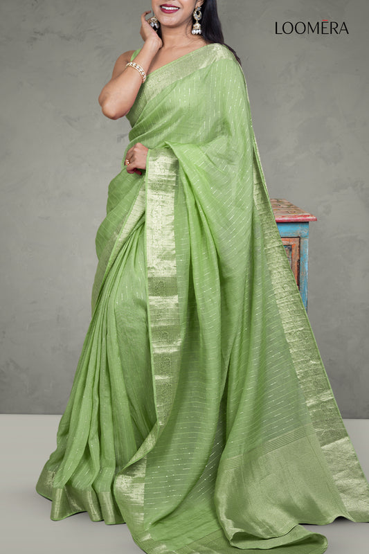 Sage Green Sequined Saree