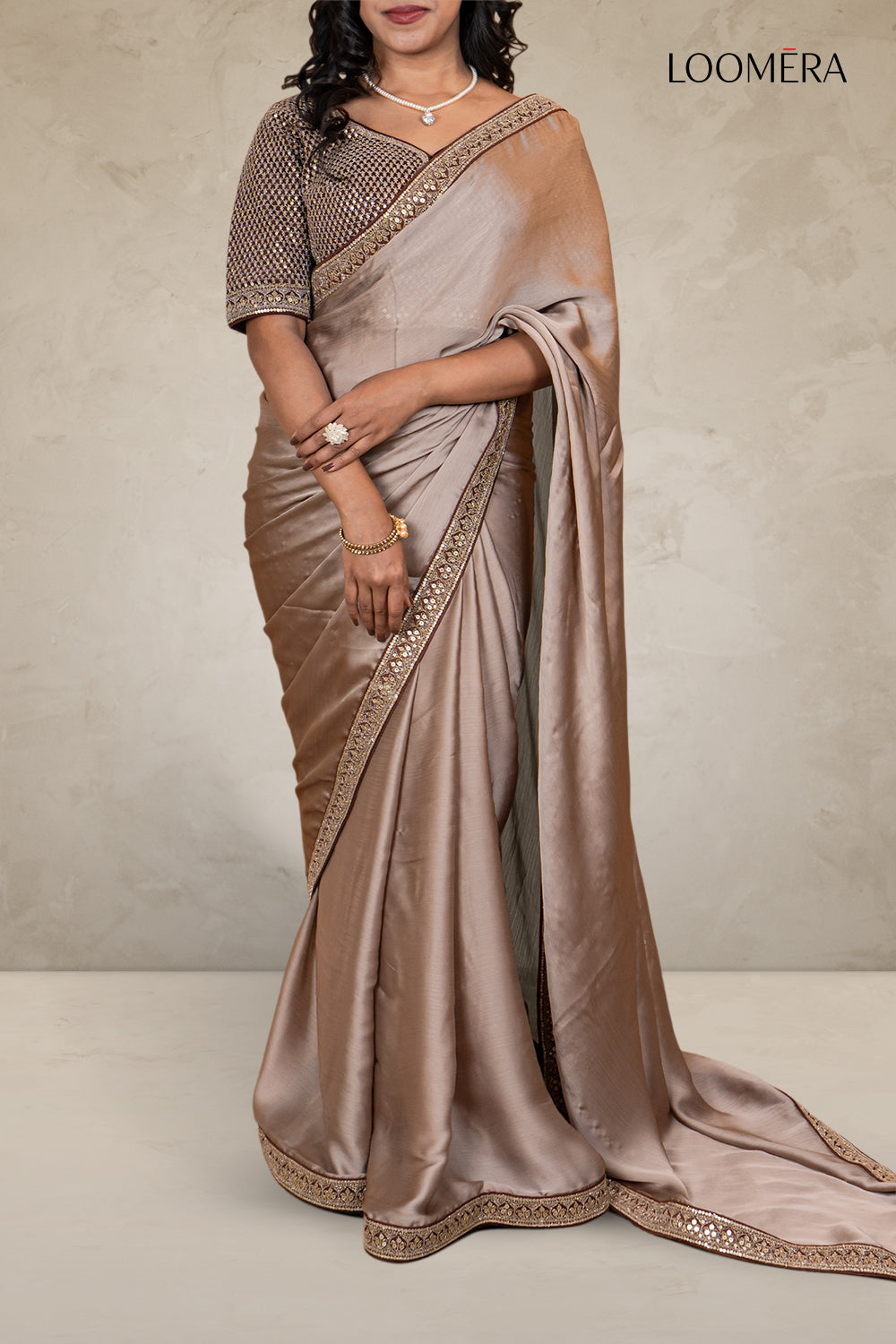 Satin Chiffon Saree with Blouse