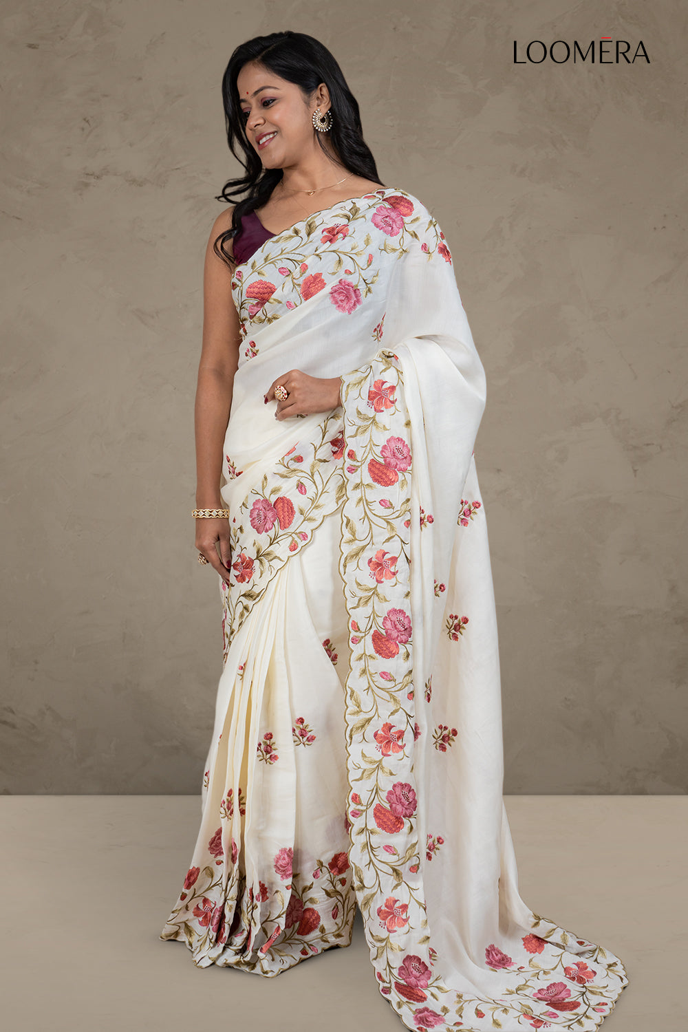 Scallop Border Floral Saree